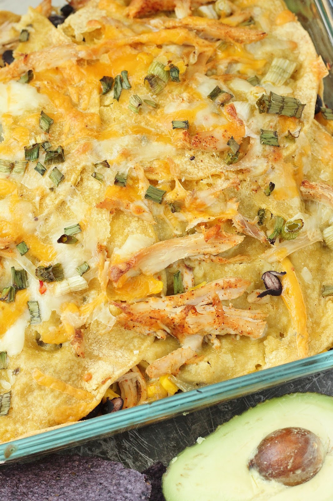 Green Chile Chicken Enchilada Casserole