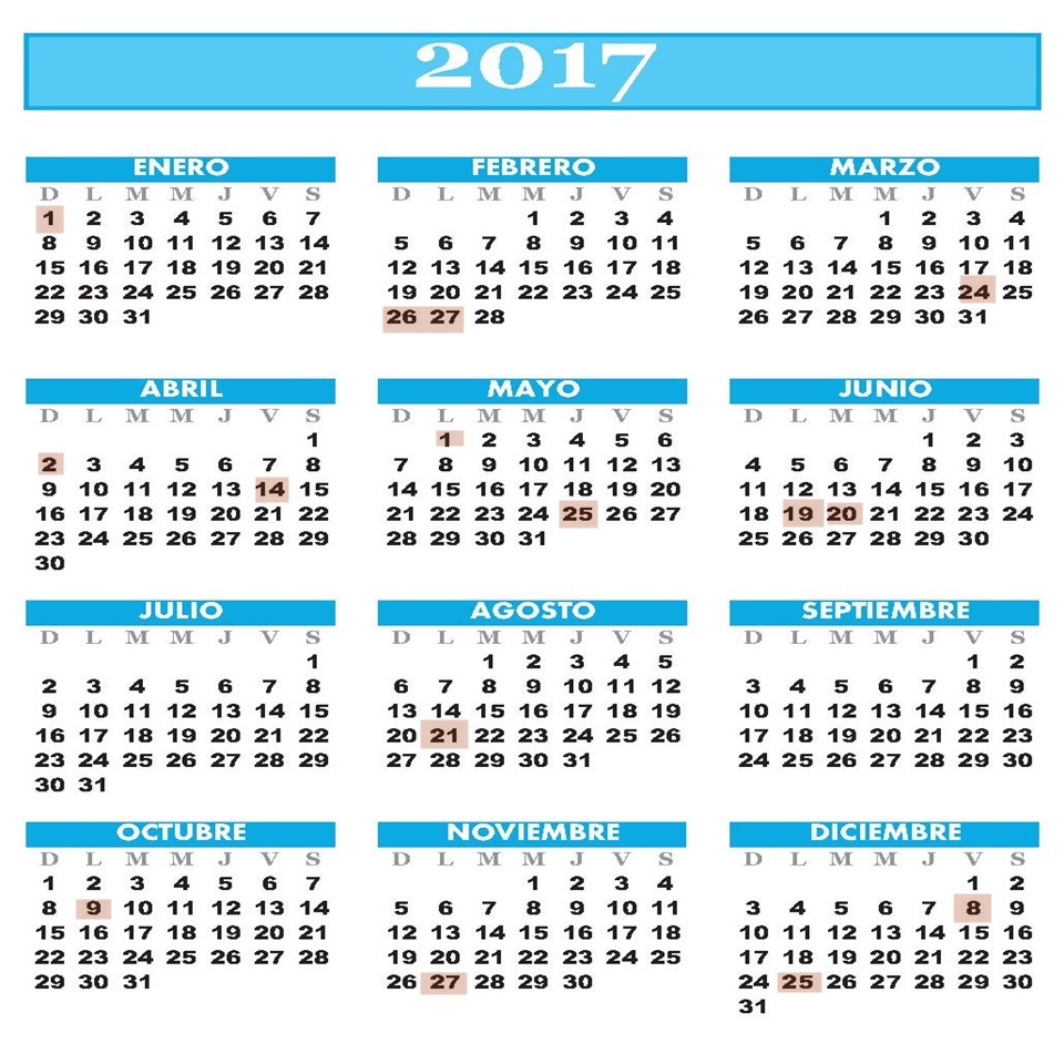 Arriba 93+ Foto Calendario 2017 Con Dias Festivos Marcados Mirada Tensa