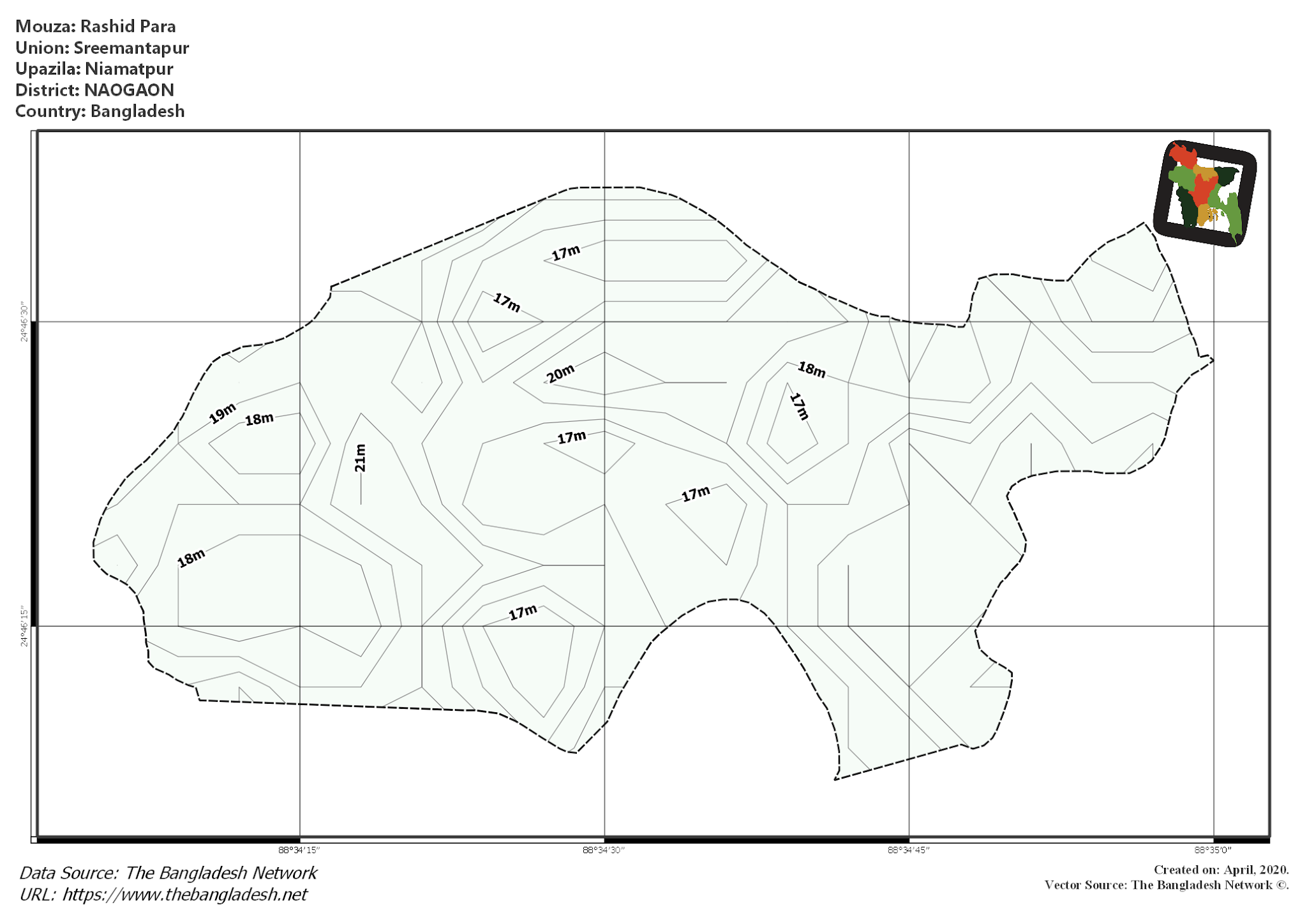 Map of Rashid Para Mouza of Niamatpur Upazila, NAOGAON, Bangladesh.