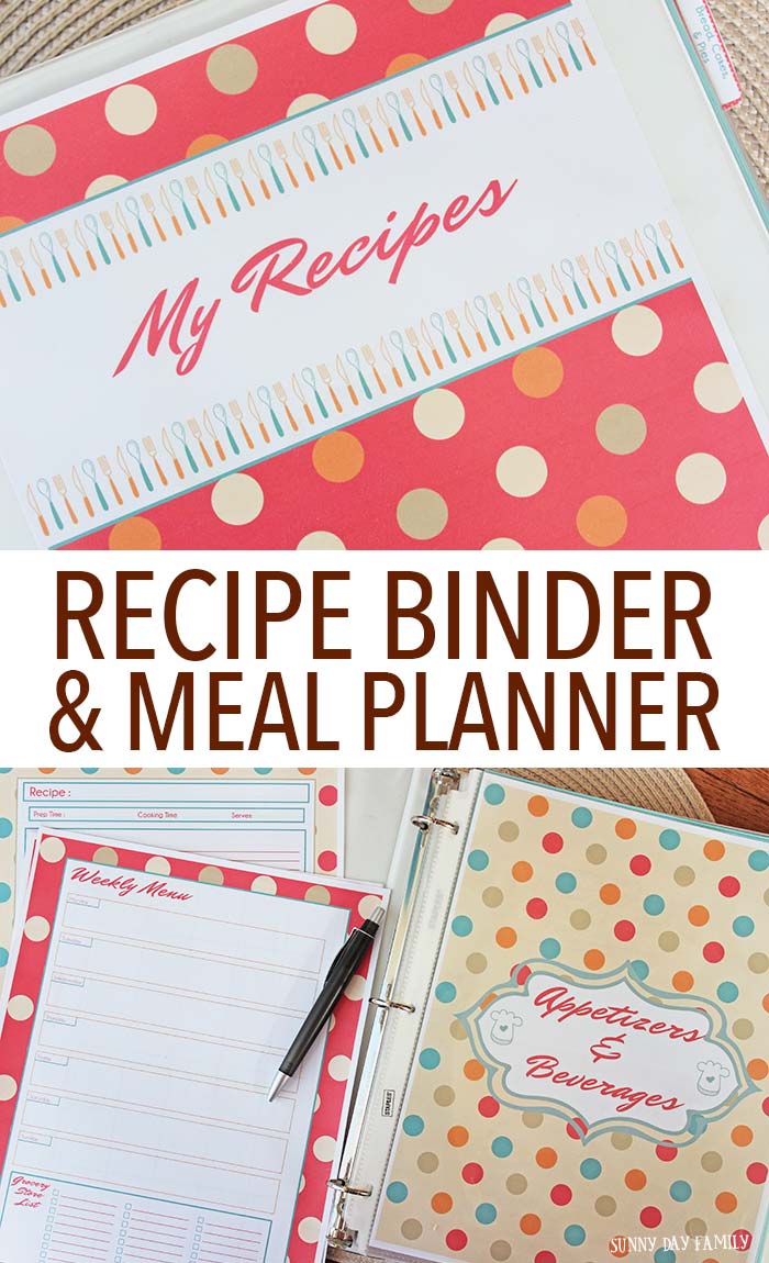 Organize your recipes & make meal planning easy with this printable recipe binder! Includes a meal planning set, recipe cards, category dividers, tabs and more. Makes a great gift too!