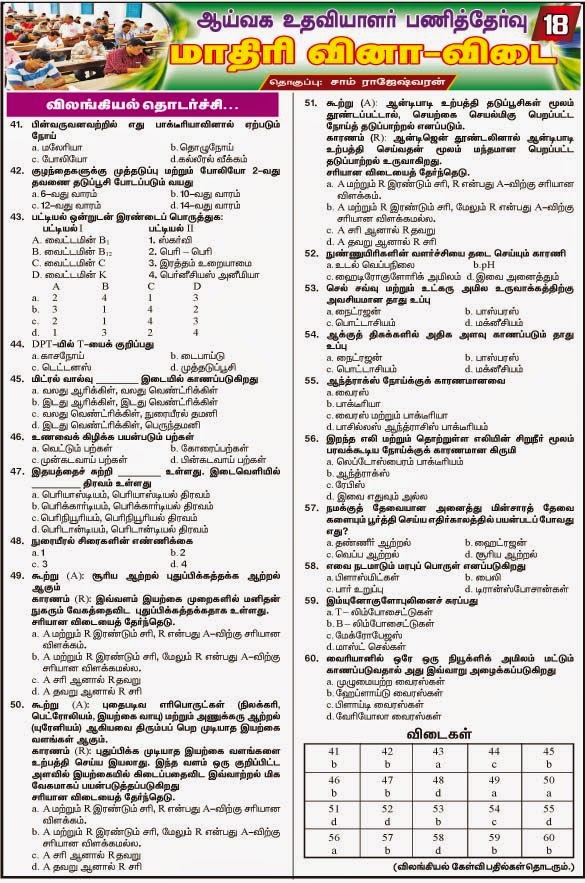 TNPSC Lab Assistant Model Question Papers 2018