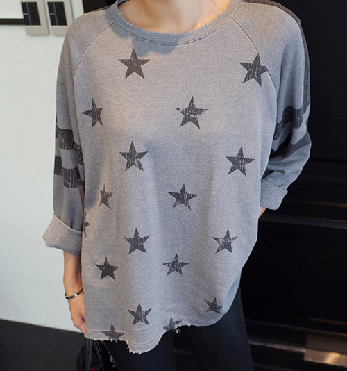 [Little Black] Star Print Oversized Sweater | KSTYLICK - Latest Korean ...