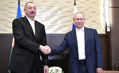 Vladimir Putin with President of Azerbaijan Ilham Aliyev.