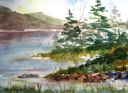 paintings lake watercolor painting easy scene loft arches paper