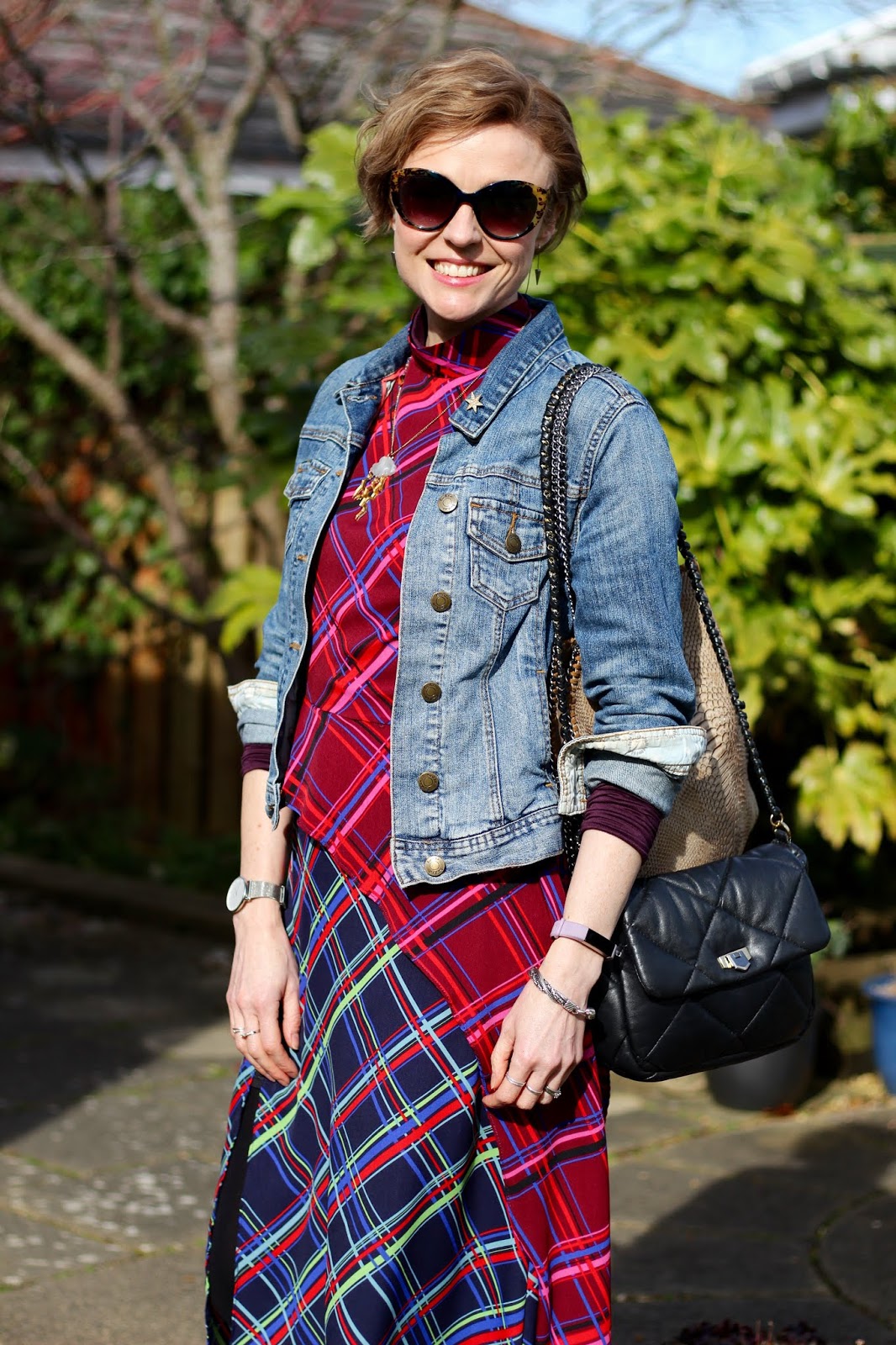 Tartan and Denim Cold Weather Spring Outfit FAKE FABULOUS