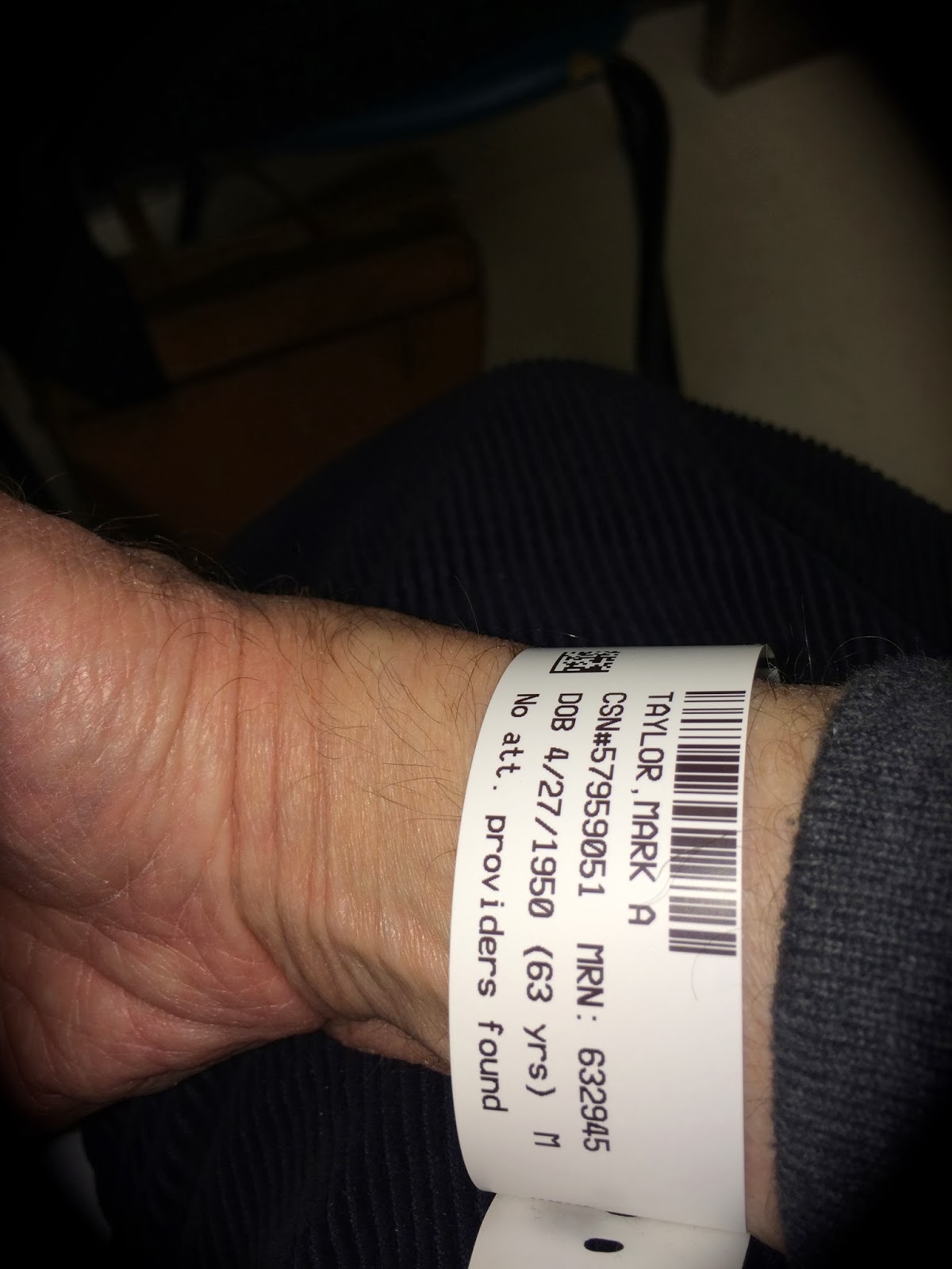 Taylor Made 5 Staples No Concussion And A Laugh In The Er Here S The Pic I Sned Of My Hospital Bracelet At Bethesda North Emergency Room Where Went For Treatment After Slipping On Ice Breakfast And