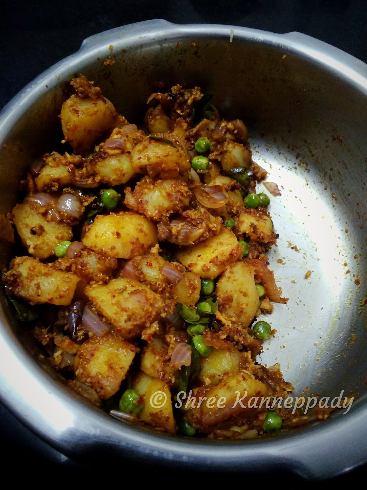 Just Cooking N Baking. Oposed peas potato ghee roast 4 minutes