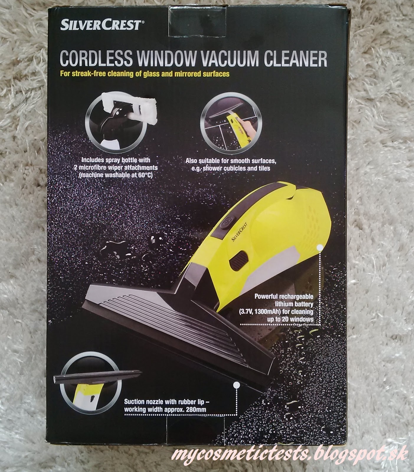 Čistič okien a zrkadiel SilverCrest Cordless Window Vacuum Cleaner My Cosmetic Tests