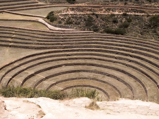 Crop circles at the Moray Incan Farm Laboratory near Ollantaytambo Peru