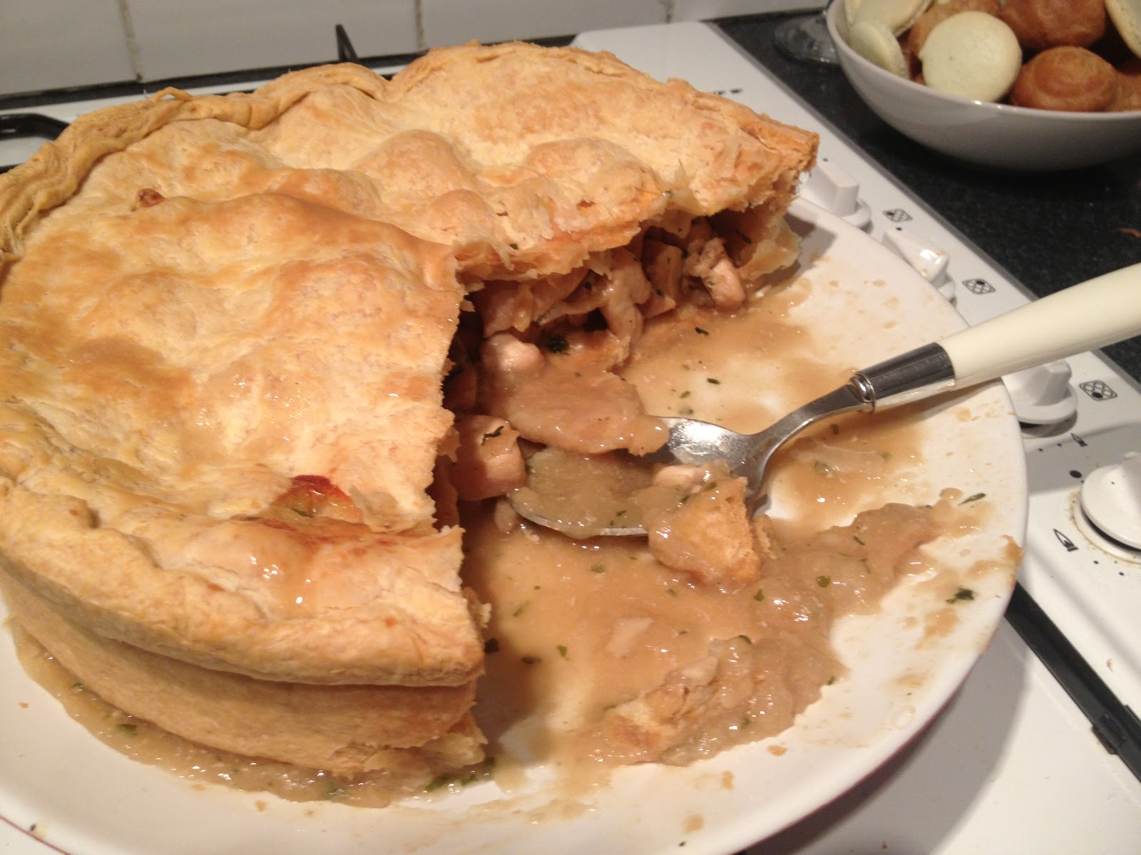Blog about baking and theatres: Quick chicken and mushroom pie