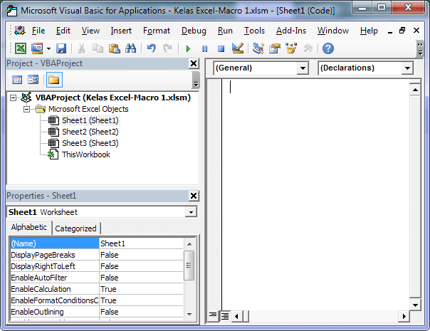 Visual Basic Editor(VBE) pada Excel