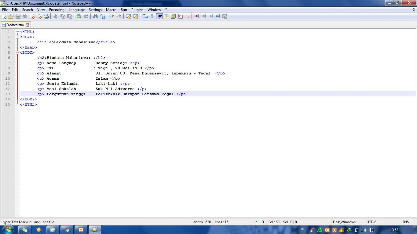 Cara Membuat Biodata Html List Of Cara Membuat Biodata Diri Dengan Html ...