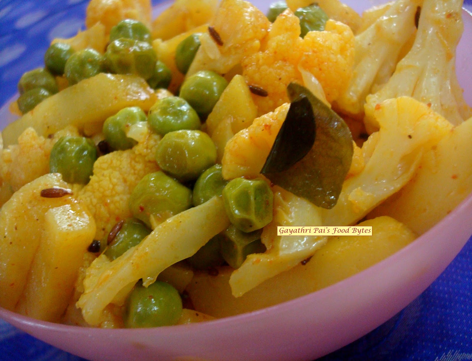 Gayathri Pai's Food Bytes Cauliflower + Green Peas + Potato Bhaji