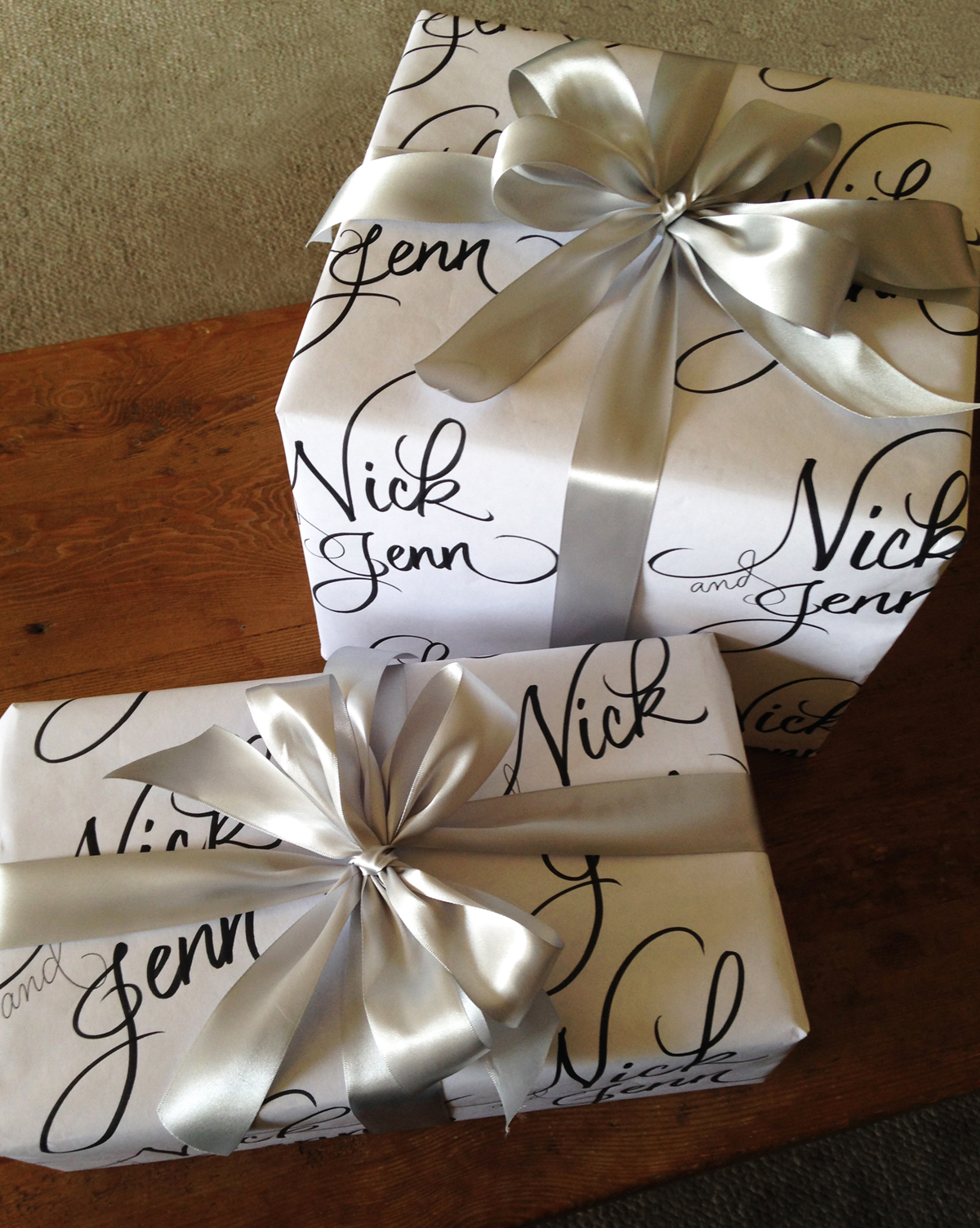 A To Z Calligraphy Custom Gift Wrap Just Created This Calligraphic Wrapping Paper For A Bridal Shower Gift Grabbed My Brush Marker And Went It