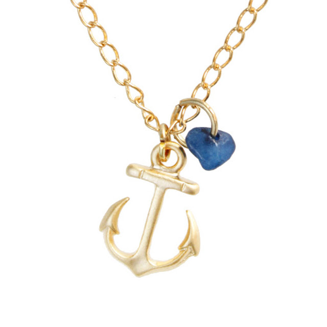 Auger Valve Image Gold Anchor Necklace