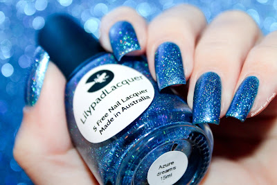 Swatch of the nail polish "Azure Dreams" from Lilypad Lacquer