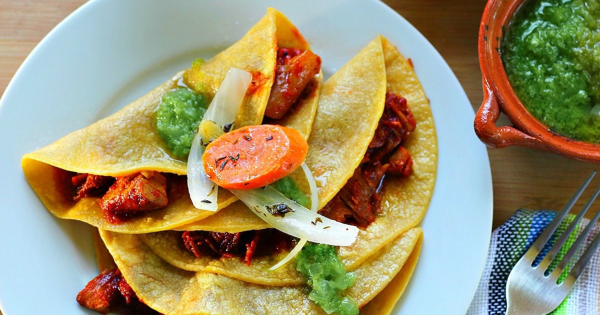 Mexico in My Kitchen: Pork Carnitas in Guajillo Sauce Tacos (Chicharron ...