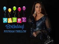happy b day poonam dhillon, blue black saree picture poonam dhillon
