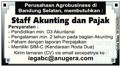 Lowongan Kerja Staff Akunting dan Pajak