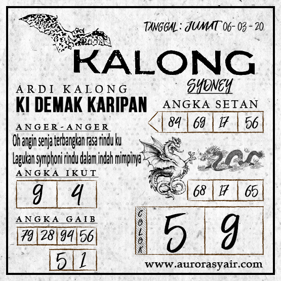 Syair Togel Sydney 06 Maret 2020 Tokosyair Com