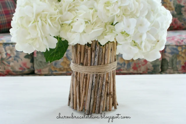 DIY twig vase hydrangea