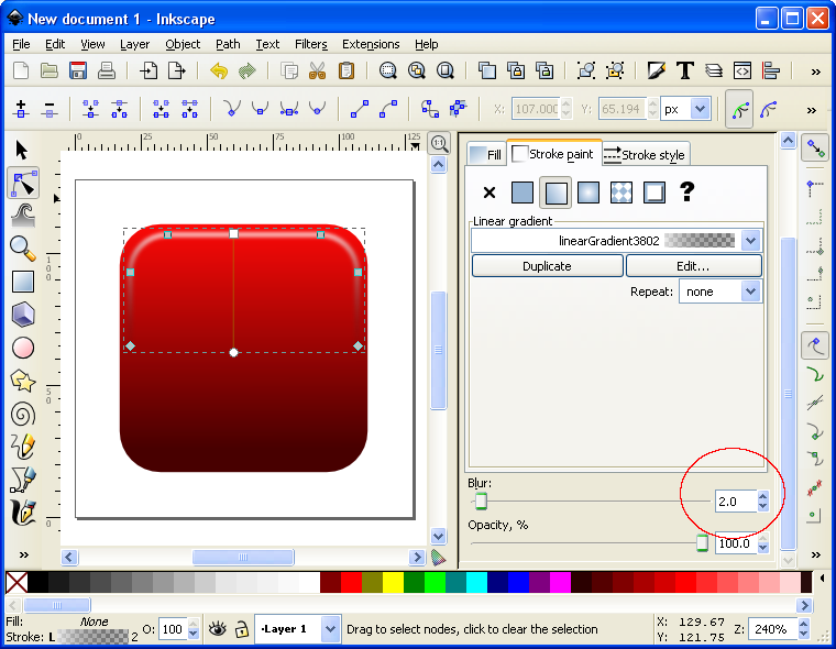Fast method to create a button icon with a 3-D effect using Inkscape
