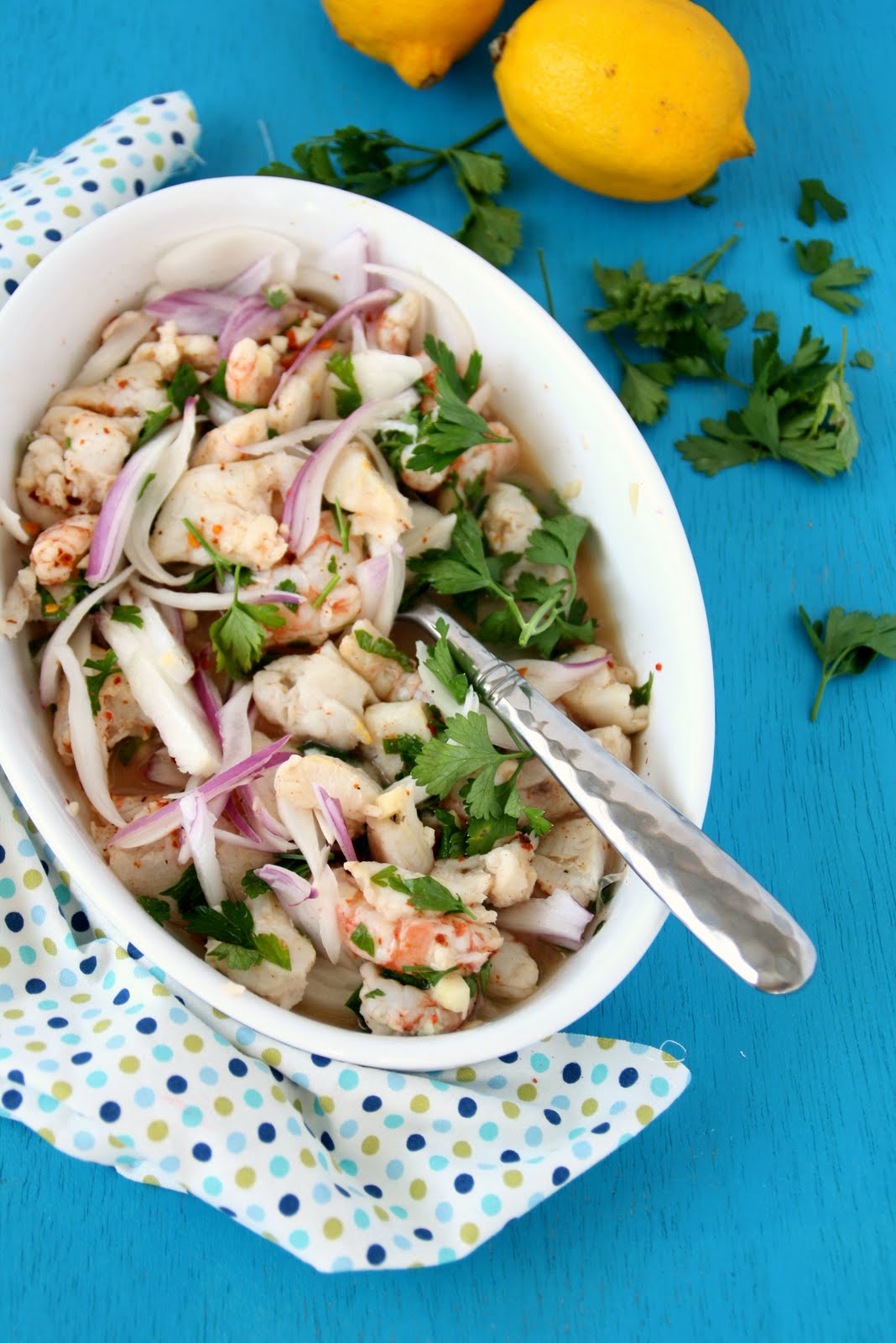 Ceviche de gambas y pescado Tengo un horno y sé cómo usarlo