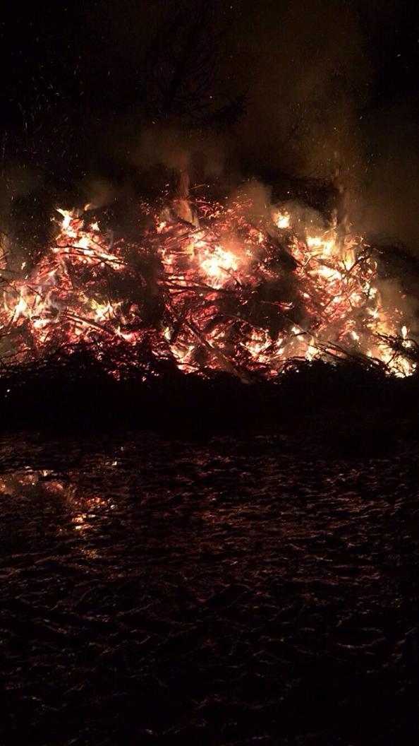 Einfach Nur Schon Osterfeuer Durch Gartentor Fotografiert