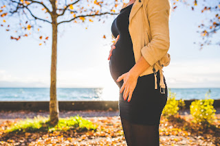 Image: Pregnant Woman Wearing Beige Long Sleeve Shirt Standing Near Brown Tree at Daytime, by Negative Space on Pexels