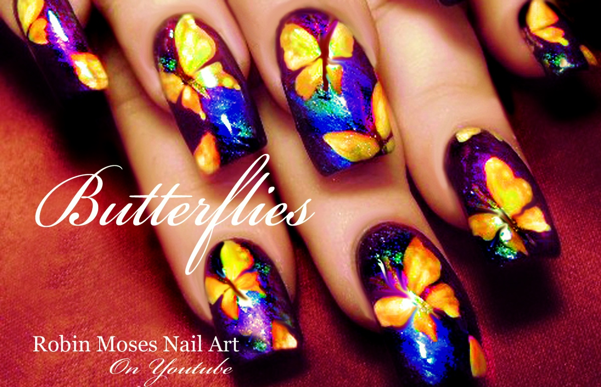 Nail Art by Robin Moses Spring Butterfly Nail Art Design Tutorial