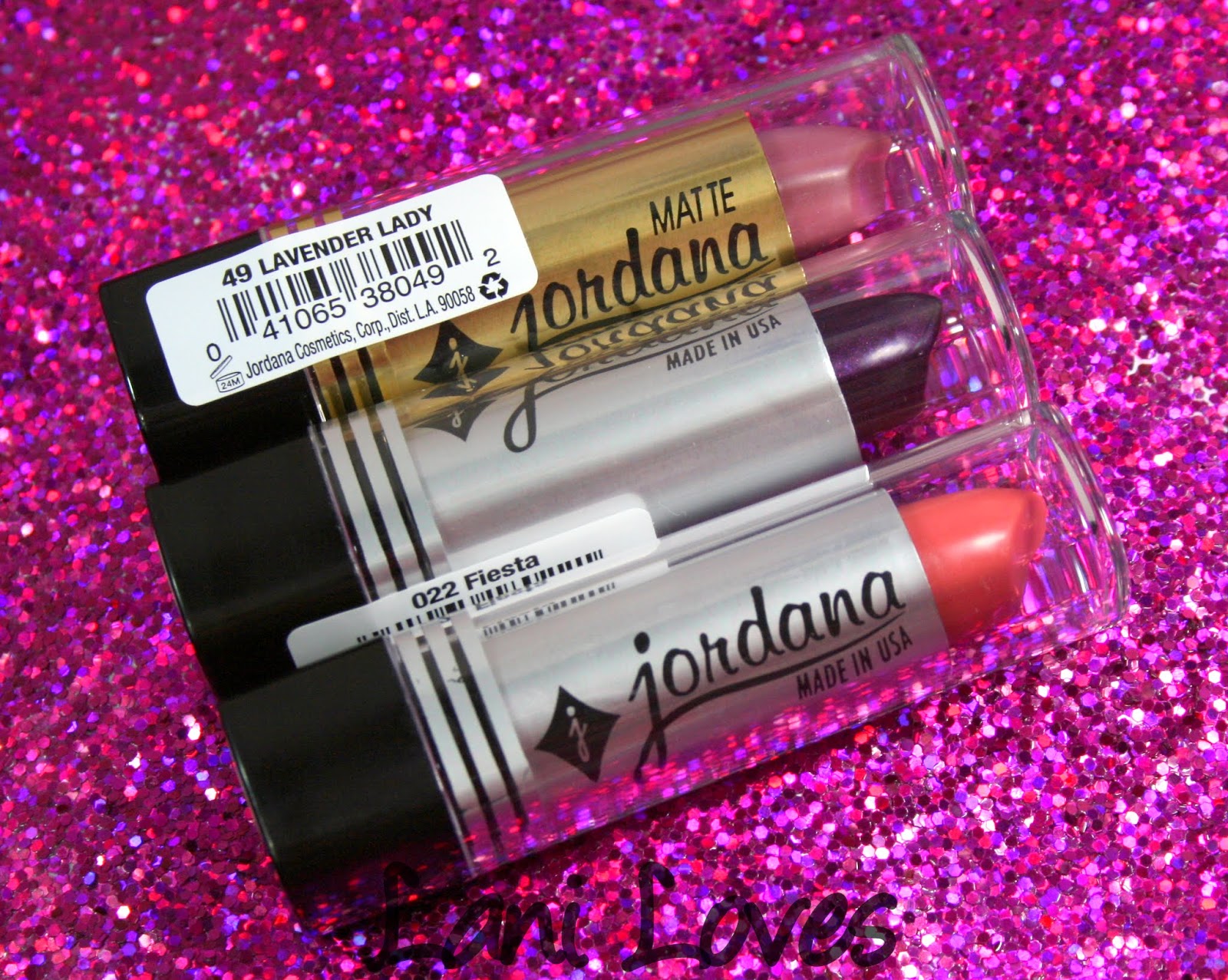 Jordana Lipsticks - Matte Lavender Lady, Fiesta and Pink Lemonade Swatches & Review