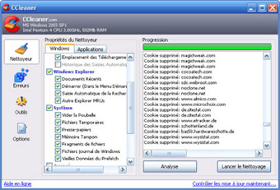 CCleaner Windows XP/Vista/7  Version : 3.19 gratuit