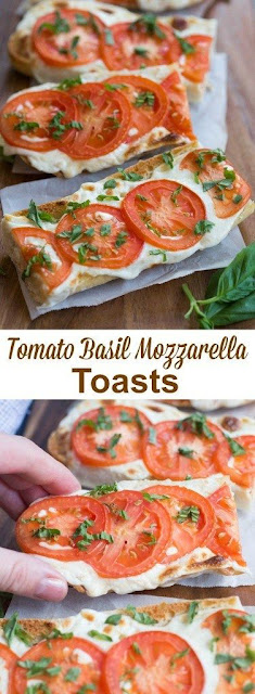 Tomato Basil Mozzarella Toasts