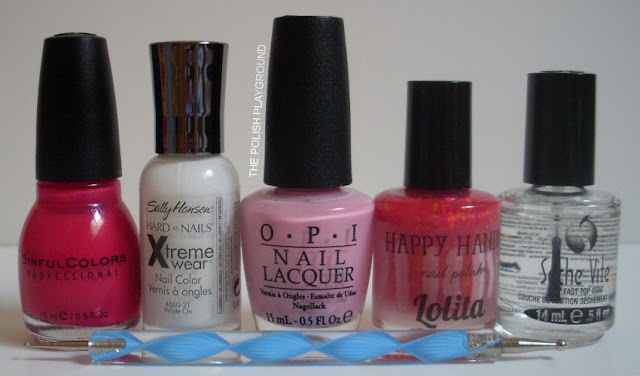 Sinful Colors, Sally Hansen, OPI, Happy Hands, Seche Vite, dotting tool