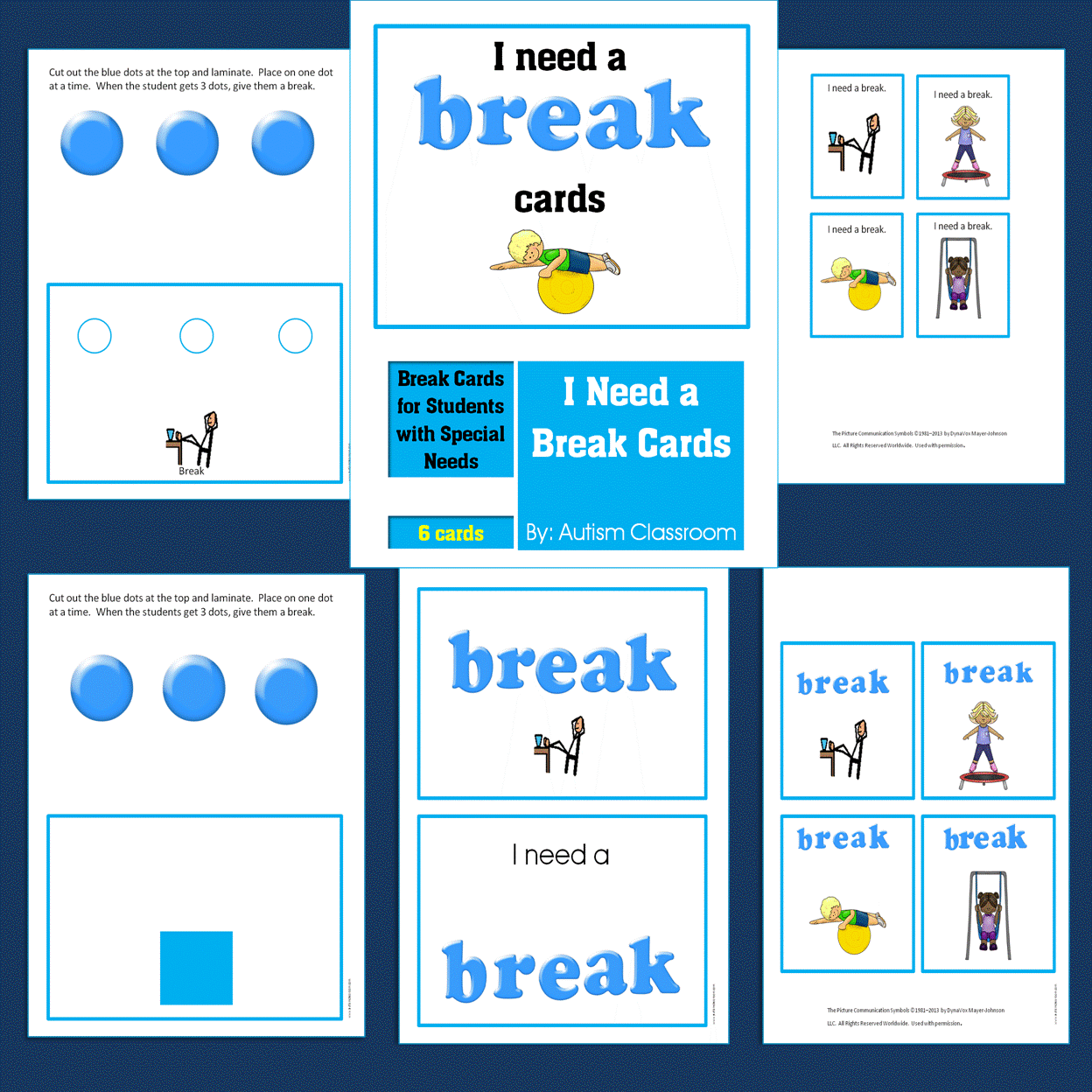 Autism Classroom I Need A Break Break Cards For Students With Limited 