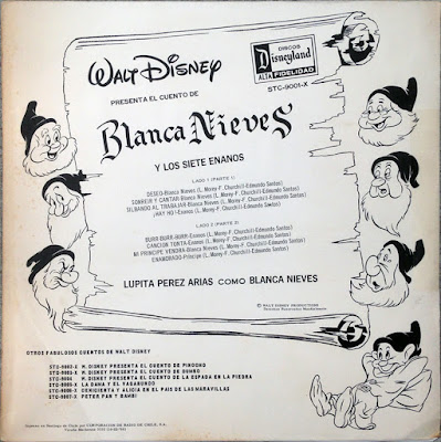 Blanca Nieves Y Los Siete Enanos Back Cover Discos DIsneyland Chile, Disneyland Records