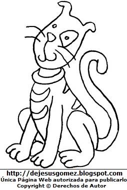 Gato sin color para niños Dibujo de un gato para colorear, pintar e imprimir. Dibujo de gato hecho por Jesus Gómez