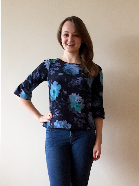Diary of a Chain Stitcher: Floral Silk Laurel Blouse with Bell Sleeves