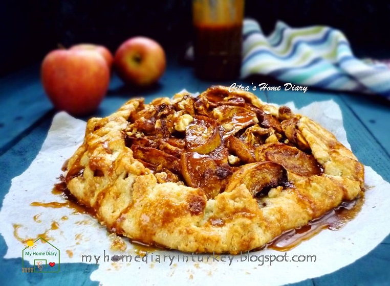 Salted caramel Apple Galette -Çitra's Home Diary.#applepie #galette #fallbaking #apple #dessert #caramelsauce