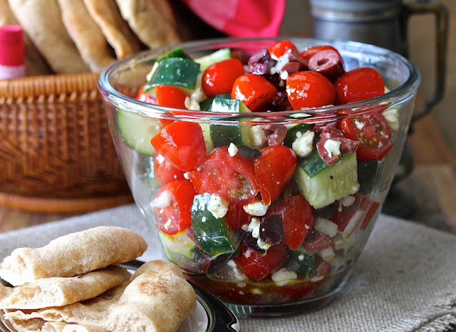 This Greek Salad is really simple, but exceptionally tasty. 