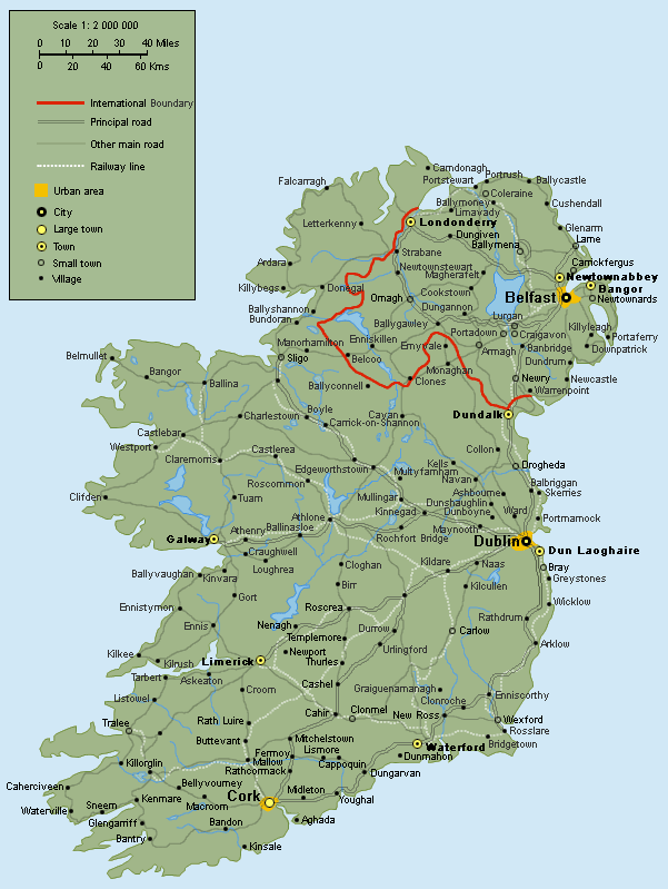 Map of Ireland City Regional Political