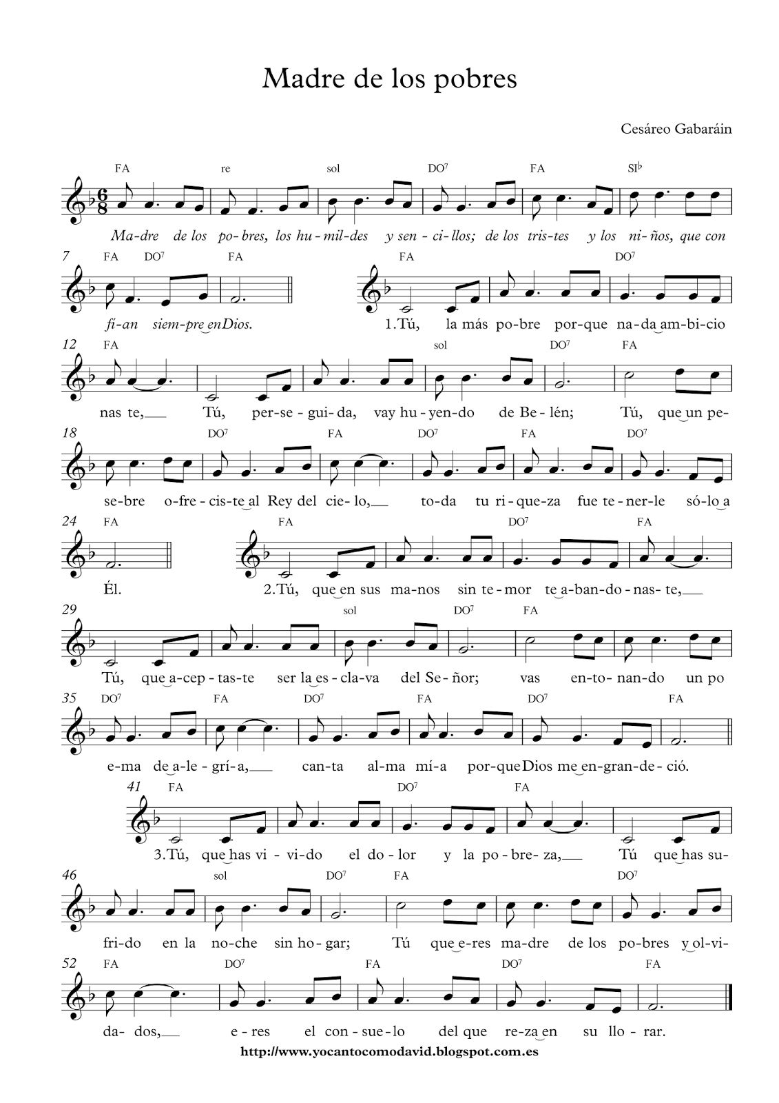 Madre de los pobres Yo canto