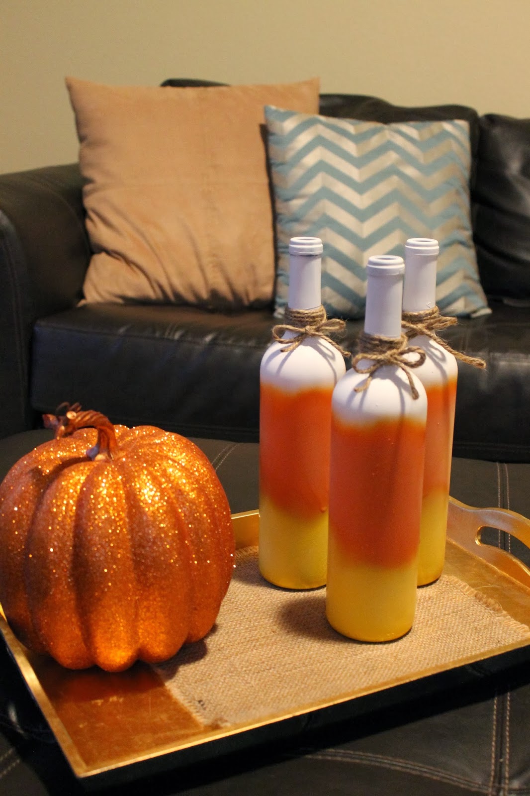 Corin Bakes DIY Candy Corn Wine Bottles