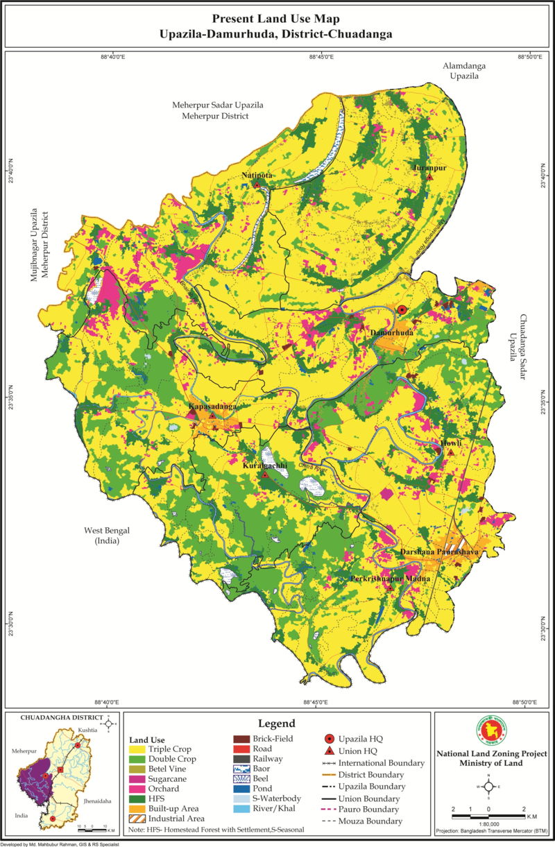 Damurhuda Upazila Land Use Mouza Map Chuadanga District Bangladesh