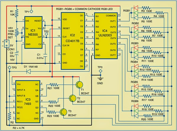 Seven-Colour LED Lighting Circuit Diagram