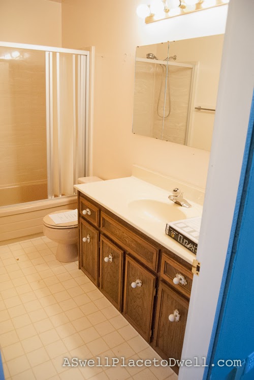 Budget Bathroom Reveal at ASwellPlacetoDwell.com  #bathroom #makeover