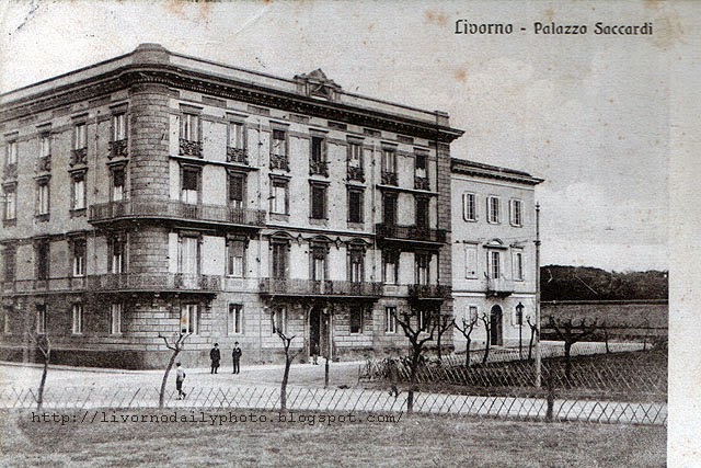 Vintage postcard, Palazzo Saccardi, Livorno