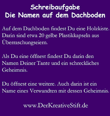 Schreibaufgabe Nr. 107: Die Namen auf dem Dachboden