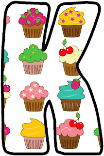 Abecedario con Cupcakes Grandes. Alphabet with Big Cupcakes. 