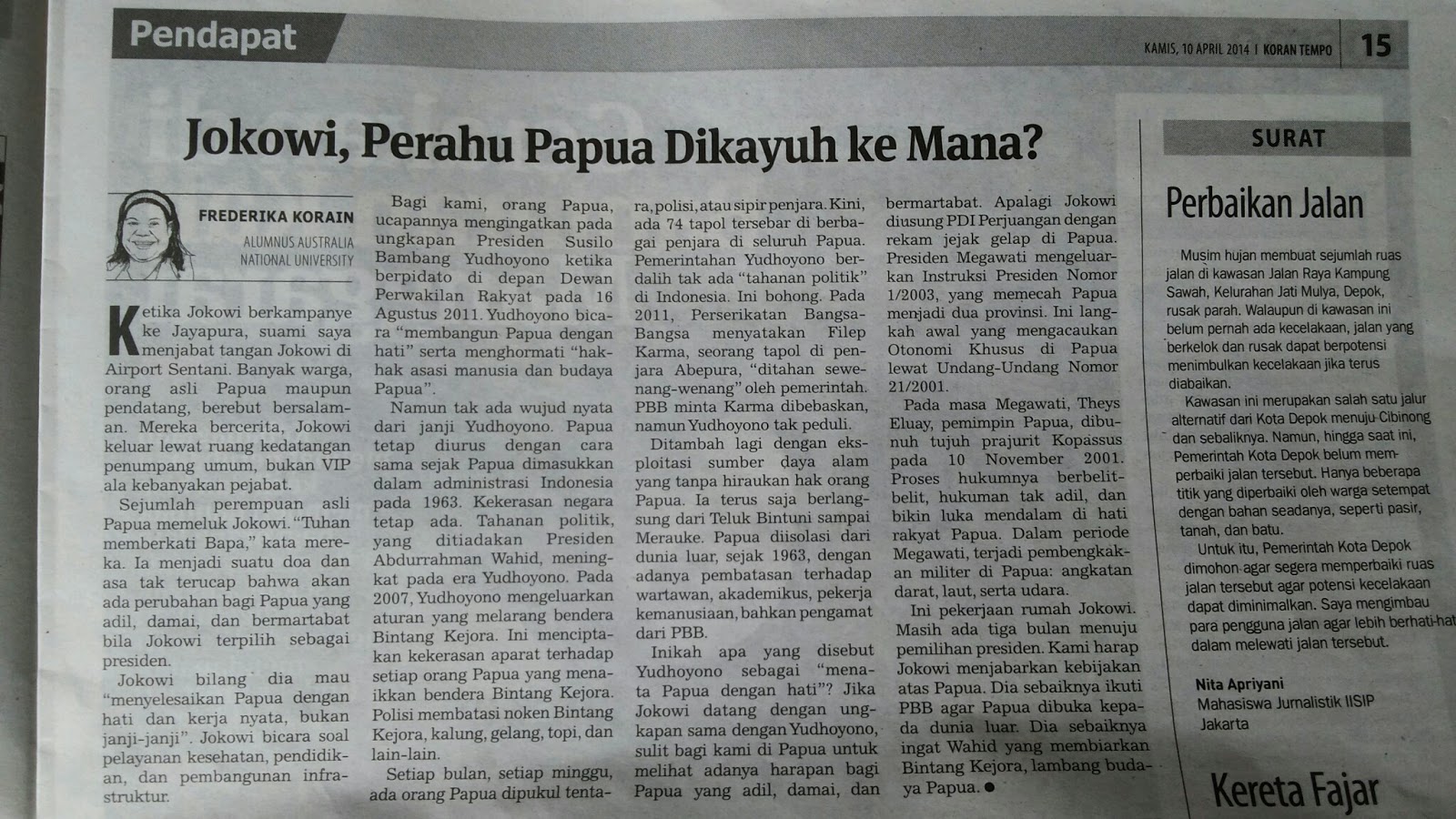 Andreas Harsono: Jokowi, Perahu Papua Dikayuh ke Mana?